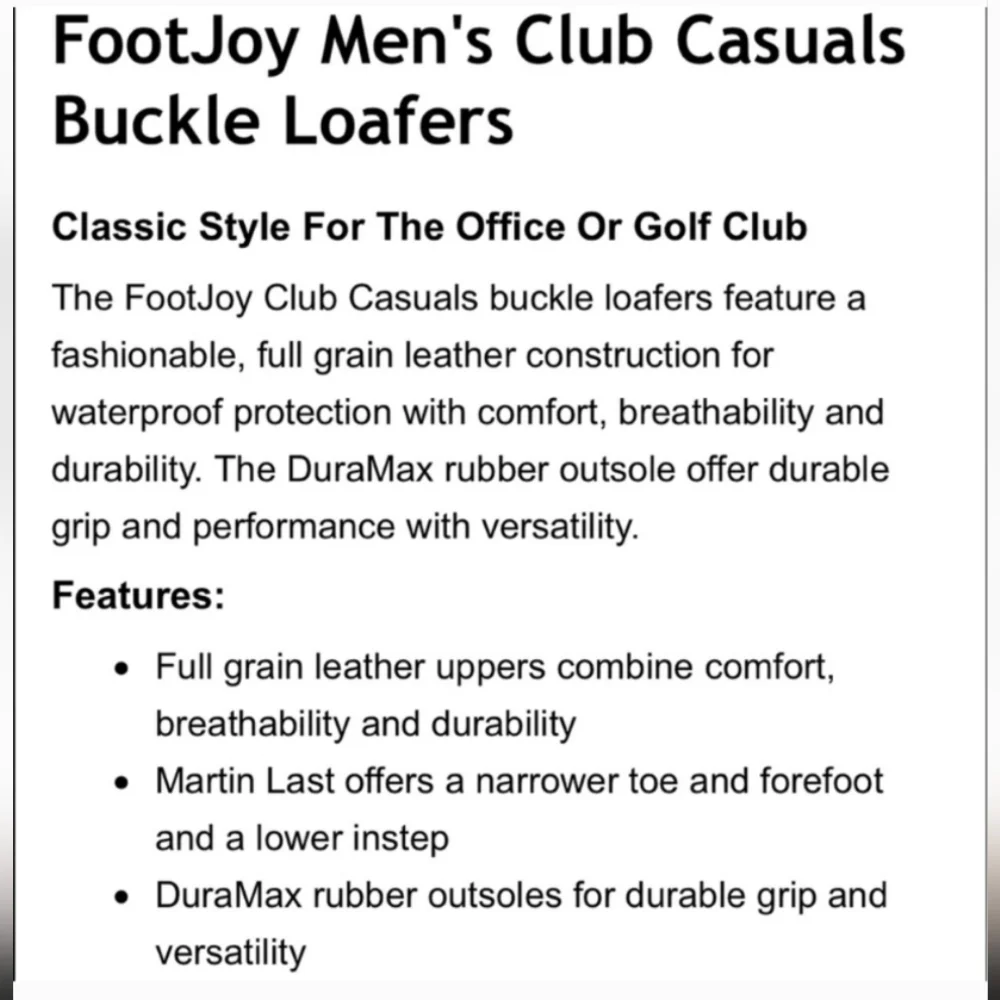 Footjoy men's Club Casual Buckle loafers 9 1/2 M NWOB